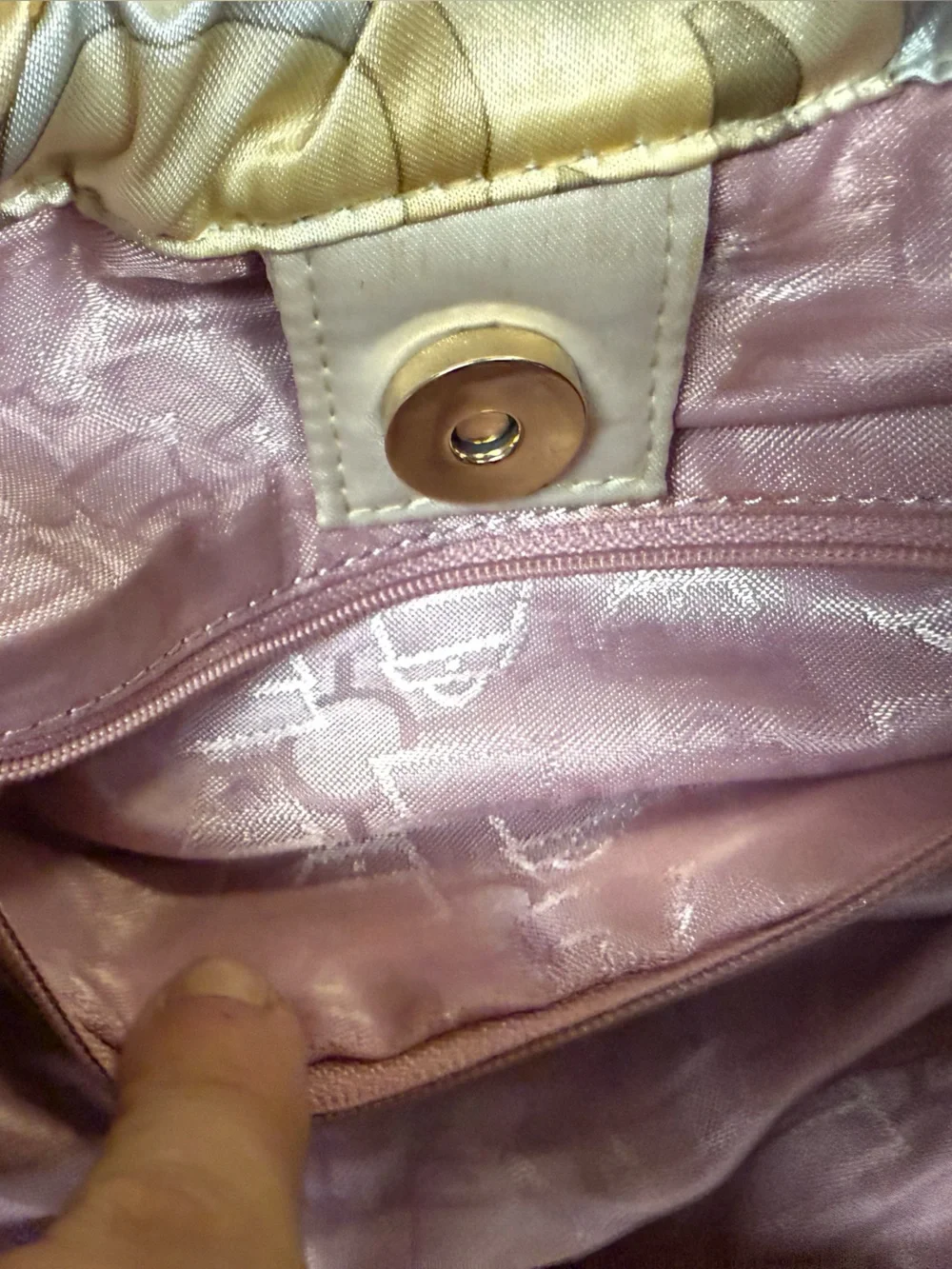 Kathy Van Zeeland Ruffled Satin Tote in Gold and Silver Tones
